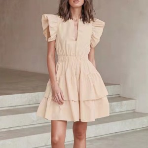 Európai és amerikai új szexi V-nyakú rövid vékony torta szoknya